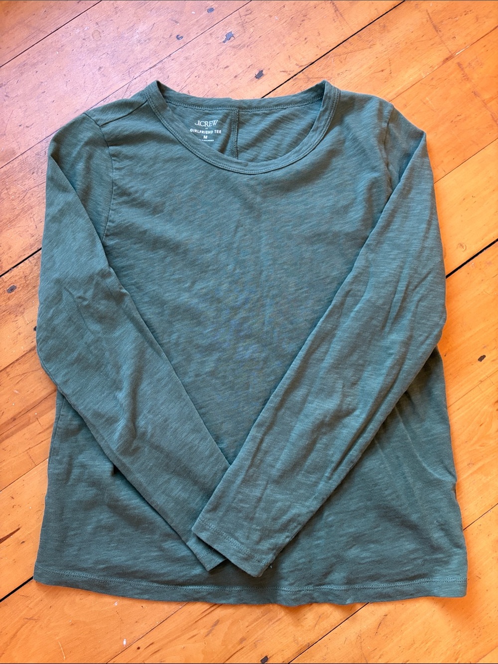 J. Crew Long Sleeve Crewneck Top in Teal Green